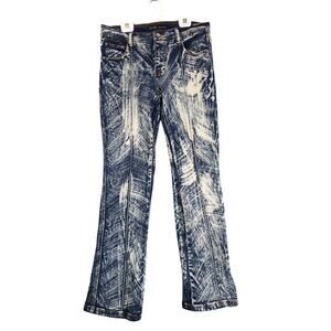 Vtg 90s Y2K Revolt Bleach Acid Wash Stretch Bootcut Jeans Sz 11/12 30x32 Grunge